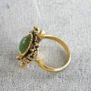 Vintage Turtle Ring With Green Stone Cabochon Back