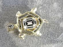 Turtle Rhinestone Pin Pronged Back Stone Vintage