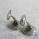 Art Deco Round Cuff Links Textured Rhinestone Mother of Pearl Insert