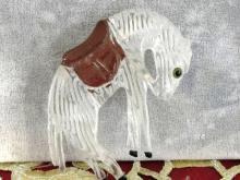 Vintage Reverse Carved Bucking Bronco Pin Horse Lucite