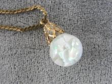 Vintage Floating Opals Necklace Pendant Gorgeous