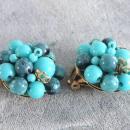 Blue Beaded Earrings Vintage Signed Robin's Egg Blues Plus