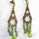 Green Crystal Drop Earrings Pierced Posts Vintage Rhinestones Over 2.5 Inches Long