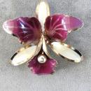 Violet Orchid Pin Vintage Brooch Large Gorgeous