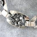 Sterling Flower Bracelet Vintage Substantial Links Handmade