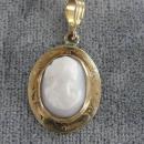Tiny Cameo Pendant 14K Angel Skin Coral Conch Vintage
