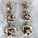 Sterling Long Roses Earrings 2.5 In Gorgeous Mexico Vintage