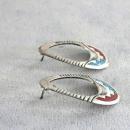 Native American Hoop Earrings Sterling Turquoise Red Coral Large