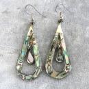 Double Teardrop Earrings Inlay Abalone Shell Vintage 2 In Long