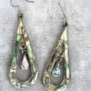 Double Teardrop Earrings Inlay Abalone Shell Vintage 2 In Long