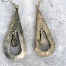 Double Teardrop Earrings Inlay Abalone Shell Vintage 2 In Long