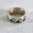 Chunky Sterling Ring Designer Etching Band Vintage