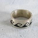 Chunky Sterling Ring Designer Etching Band Vintage