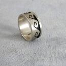 Chunky Sterling Ring Designer Etching Band Vintage
