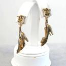 Damascene High Heel Shoes Earrings Enamel Vintage
