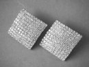 Diamond Shaped Rhinestone Earrings Large 121 Stones Each Vintage