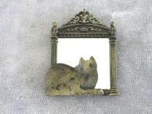 Cat Looking In Mirror Pin Brooch Signed JJ