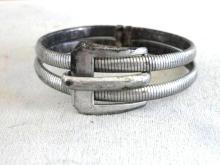 Sterling Buckle Clamper Bracelet Signed FCC Unusual Vintage Silver