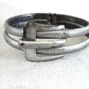 Sterling Buckle Clamper Bracelet Signed FCC Unusual Vintage Silver