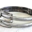 Sterling Buckle Clamper Bracelet Signed FCC Unusual Vintage Silver
