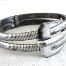 Sterling Buckle Clamper Bracelet Signed FCC Unusual Vintage Silver