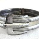 Sterling Buckle Clamper Bracelet Signed FCC Unusual Vintage Silver