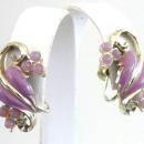 Violet Leaf Vine Earrings Beads Vintage
