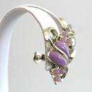 Violet Leaf Vine Earrings Beads Vintage