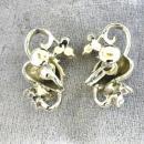 Violet Leaf Vine Earrings Beads Vintage