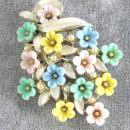 ART Pastel Flowers Enamel Brooch Vint SPRING!