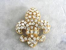 Fleur De Lis Brooch,R/Ss,Lg,G/P,Pr Set,Vint