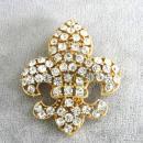 Fleur De Lis Brooch,R/Ss,Lg,G/P,Pr Set,Vint