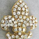 Fleur De Lis Brooch,R/Ss,Lg,G/P,Pr Set,Vint