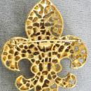 Fleur De Lis Brooch,R/Ss,Lg,G/P,Pr Set,Vint