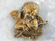 Cherub Detailed Brooch Pin Vintage Antique Wash Cupid Putti