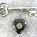 Victorian Key Coal Pyrite Heart Pin,1900s,Skeleton