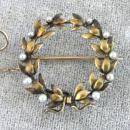 Exquisite Edwardian Watch Pin Graduated Pearls Safety Gold