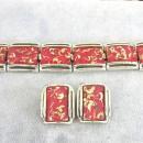 PINK Confetti Set Moons Bracelet Earrings 1950s CHUNKY