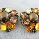 Kramer Vintage Earrings Autumn Color Rhinestones Gorgeous