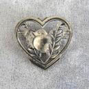 Sterling Bird in Heart Pin Coro Like Jensen Vint Book Pc