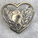 Sterling Bird in Heart Pin Coro Like Jensen Vint Book Pc