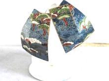 Japanese Paper Earrings Vintage Handcrafted Signed