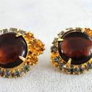 HOBE Rhinestone Earrings Topaz Prong Set Vintage
