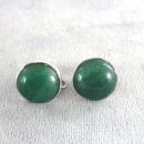 Jade Sterling Earrings Button Hand Made Screw Backs Vintage