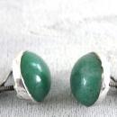 Jade Sterling Earrings Button Hand Made Screw Backs Vintage