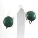 Jade Sterling Earrings Button Hand Made Screw Backs Vintage
