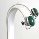 Jade Sterling Earrings Button Hand Made Screw Backs Vintage