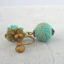 Blue Cluster Earrings Glass Textured Bead Vintage