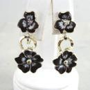 Double Pansy Drop Earrings Vintage Enamel So Pretty