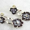 Double Pansy Drop Earrings Vintage Enamel So Pretty